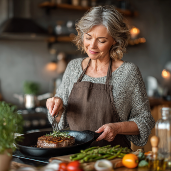 Възрастен мъж се наслаждава на здравословна храна