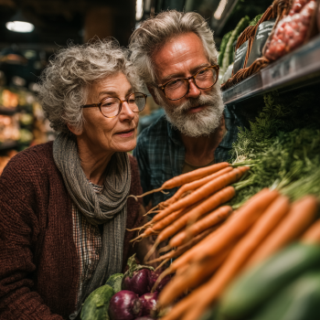 Възрастен мъж се наслаждава на здравословна храна